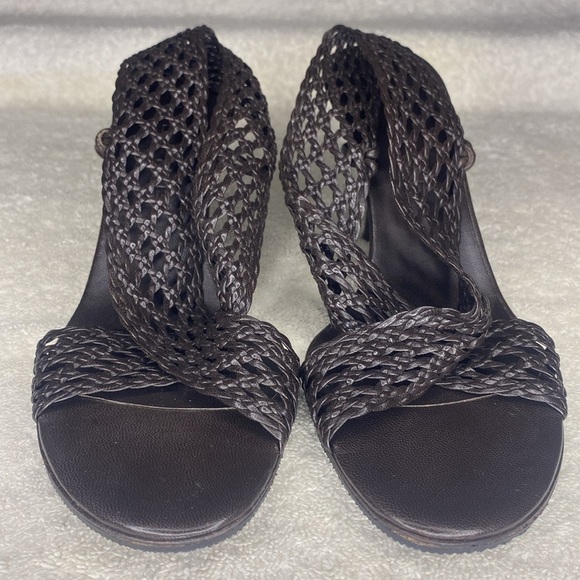 Celine Brown Woven Leather Stiletto Heels (IT 38.5 / US 5.5) - Picture 2 of 6